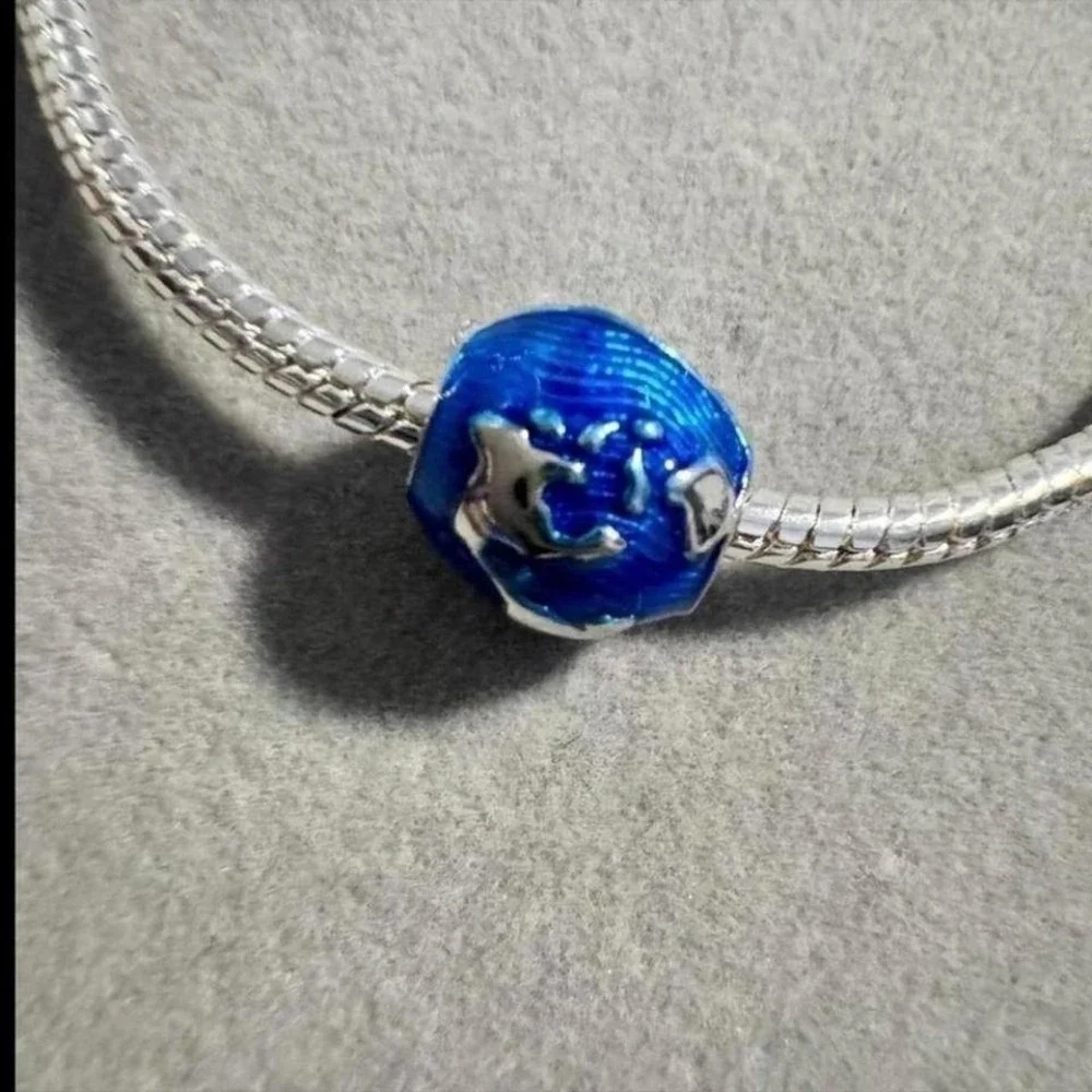 Travel Blue Earth World Globe Bead Charm fits PANDORA